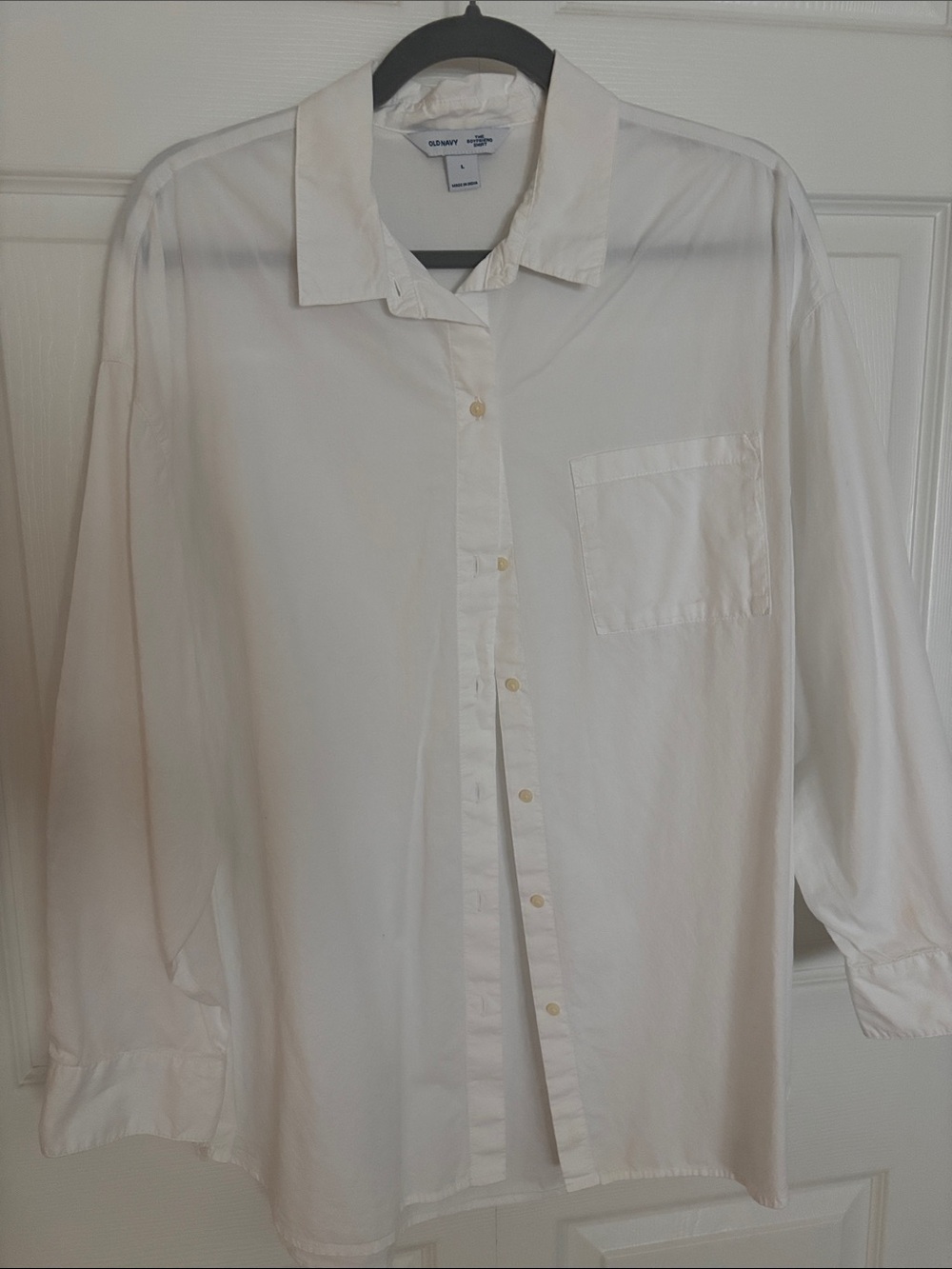 Old Navy White Women's Button-Down Shirt with Chest Pocket